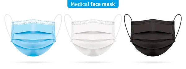 Tıbbi yüz maskelerinin vektör seti.