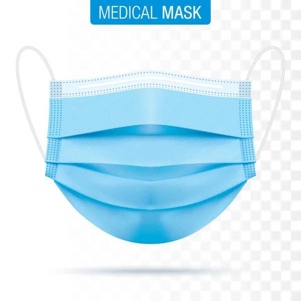 Blue face mask isolated on transparent background. — Stock Vector