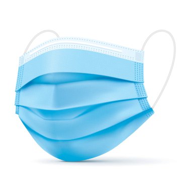 Surgical blue face mask, vector illustration. clipart