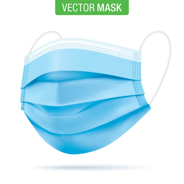 Chirurgische blaue Gesichtsmaske, Vektorillustration. — Stockvektor