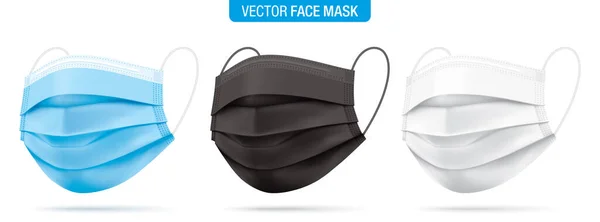 Conjunto vetorial de máscaras cirúrgicas . — Vetor de Stock