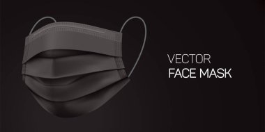 Cerrahi siyah yüz maskesi, vektör illüstrasyonu.