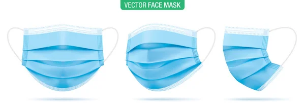 Set von chirurgischen Gesichtsmasken Vektor Illustration. — Stockvektor