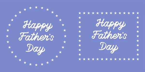 Lettering of Happy Father Day. Vector illustration with holiday greeting of Father Day, white inscription on the light blue background. Every letter is separated