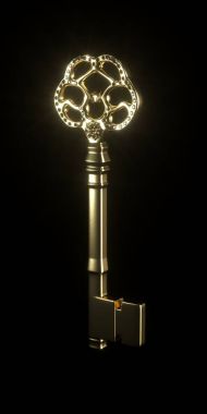 altın anahtar ve elmas kapı kilidi