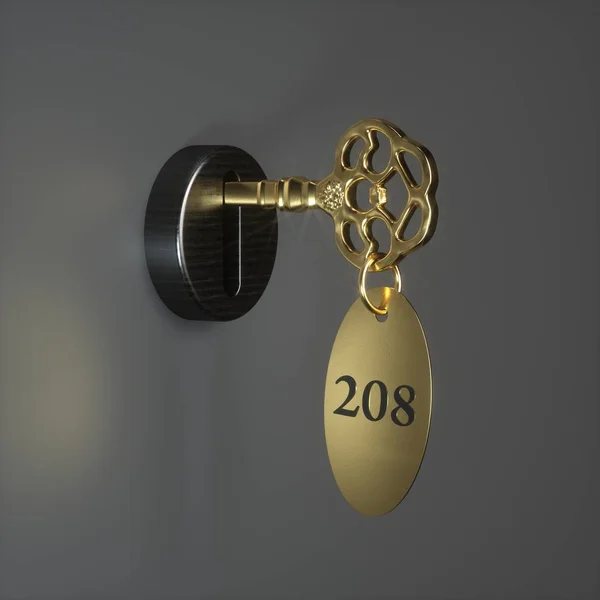 Door Lock Golden Key — Stock Photo, Image