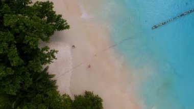 Anse Lazio Beach, Praslin Adası, Seyşel Adaları Hava görünümünü