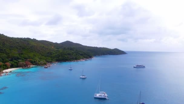 Veduta aerea di yacht nell'Oceano Indiano 3, Seychelles — Video Stock