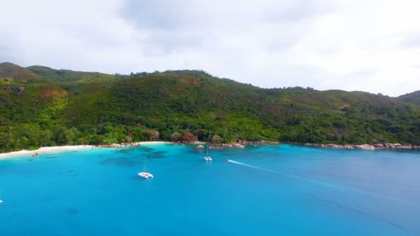 Vista aérea de Anse Lazio Beach, Praslin Island, Seychelles 5 — Vídeo de Stock