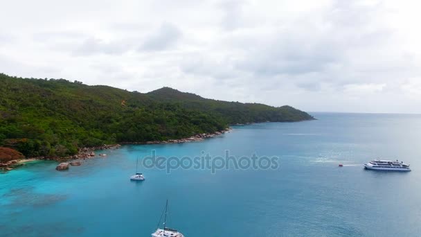 Veduta aerea di yacht nell'Oceano Indiano 4, Seychelles — Video Stock
