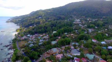 Beau Vallon Plajı, ada Mahe, Seyşel Adaları Hava Panoraması
