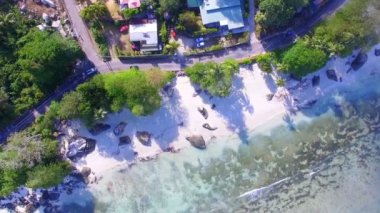 Havadan görünümü, sinek aşağı Beau Vallon Plajı, ada Mahe, Seyşel Adaları