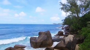Anse Takamaka Körfezi 2, ada Mahe, Seyşel Adaları Hava Panoraması