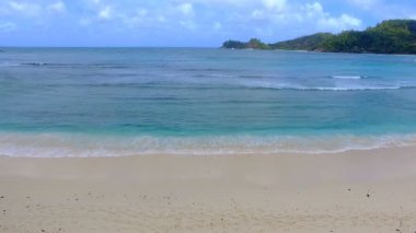 Plaj ve okyanus, Baie Lazare Beach, ada Mahe, Seyşel Adaları Hava görünümünü