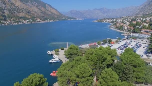 Aerial View Boka Kotorska Bay Kotor Montenegro — Stock Video