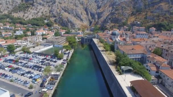 Veduta Aerea Della Città Vecchia Kotor Montagne Montenegro — Video Stock