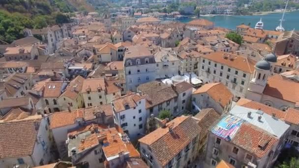 Vista Aérea Kotor Cidade Velha Baía Montenegro — Vídeo de Stock