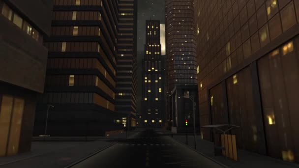 Üres éjszaka sötét város utcák 3d animáció 1 — Stock videók