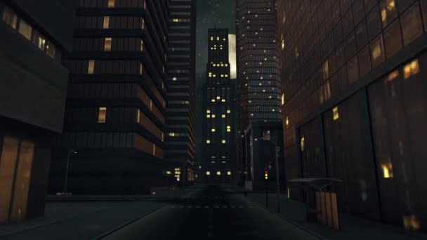 Leere Nacht dunkle Stadt 3D-Animation 2 Stock-Filmmaterial