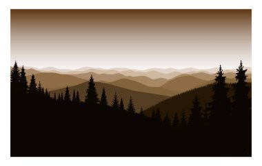 Dağ manzarası. Sepya.