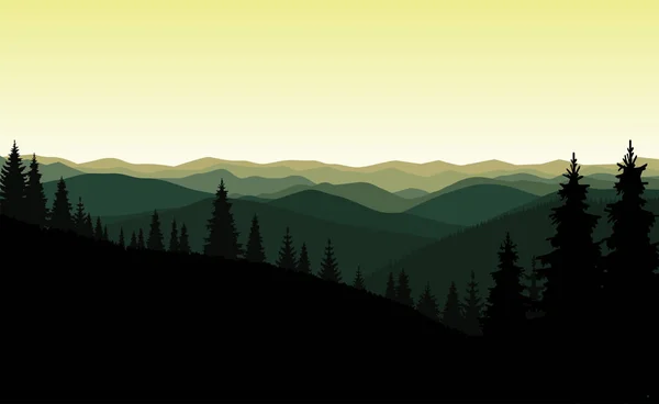 Paisaje de montaña. Puesta de sol . — Vector de stock