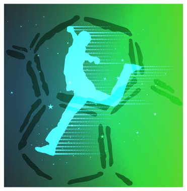 Renkli spor afiş ile kazanan adam silüeti.