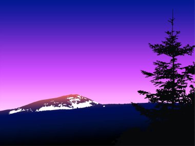 Dağları kar ile silüeti.