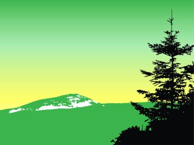 Dağları kar ile silüeti.