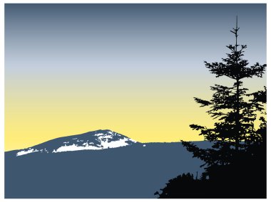 Dağları kar ile silüeti.