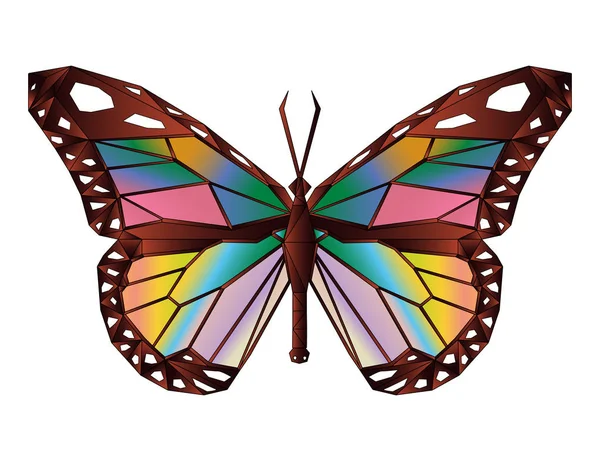 Mosaico poligonal mariposa voladora . — Archivo Imágenes Vectoriales