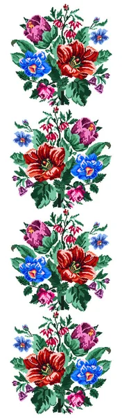 Kleur boeket van wilde bloemen. Patroon van de rand. — Stockvector