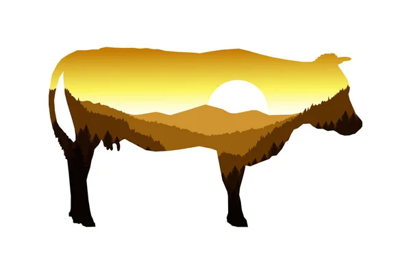 Silhouette of cow — Stock Vector