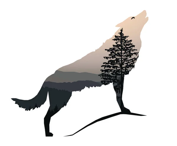 Silhouette de loup — Image vectorielle