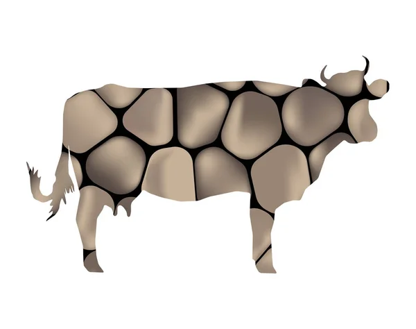 牛のシルエット — ストックベクタ