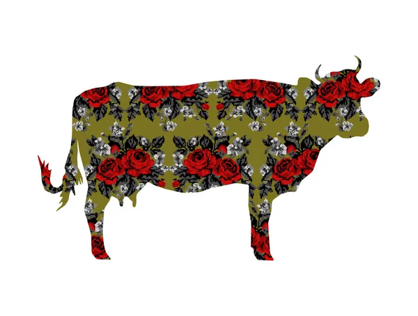 Silhouette de vache . — Image vectorielle