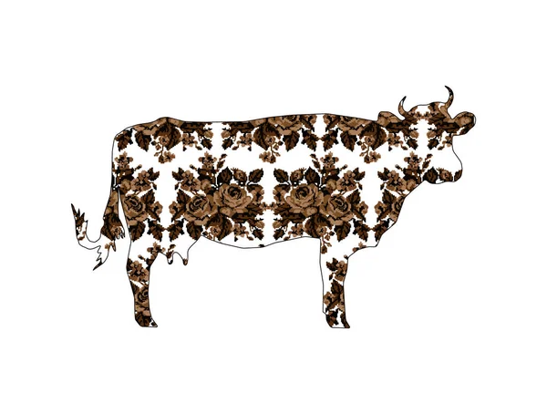 Silueta de vaca . — Archivo Imágenes Vectoriales