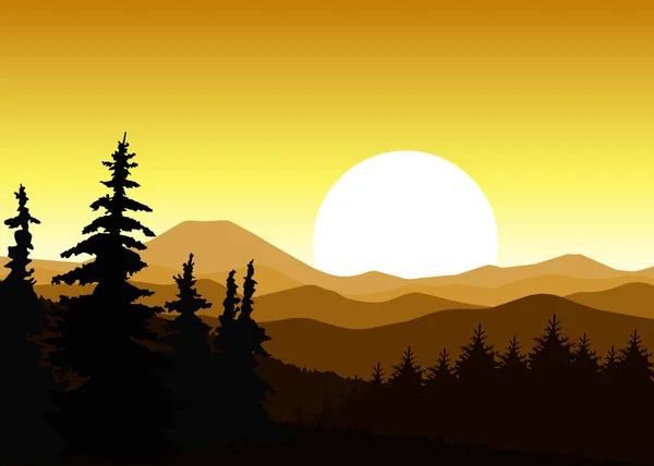 Paysage de montagnes dorées . — Image vectorielle