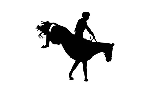 Silhueta de cavalo de corrida com jóquei — Vetor de Stock