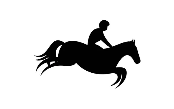 Silhouette eines Rennpferdes mit Jockey. — Stockfoto