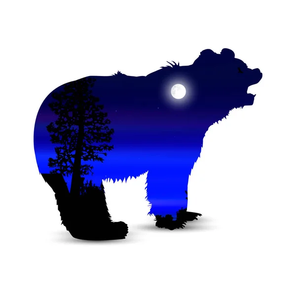 Silhouette of bear — Stock Vector