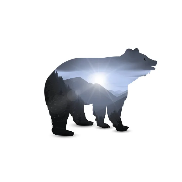 Sziluettjét medve — Stock Vector