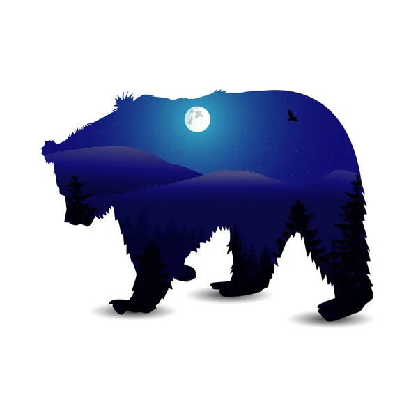 Silueta de oso — Vector de stock