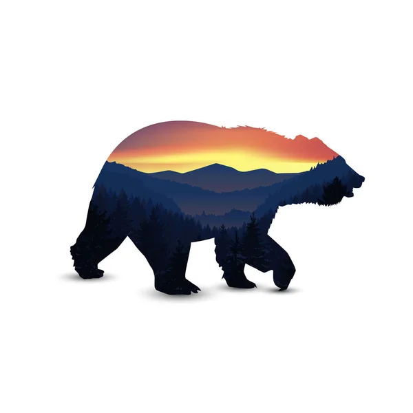 Silhouette of  bear — Stock Vector