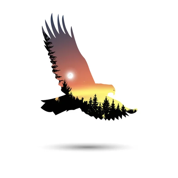 Silhouette of eagle — Stock Vector