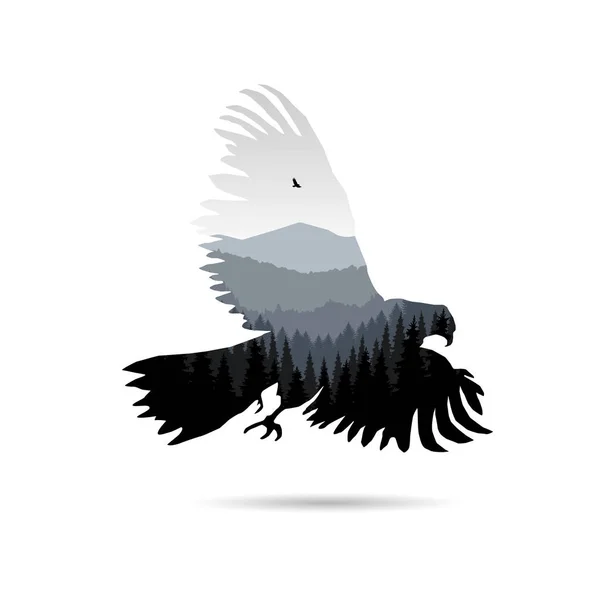 Silhouette of  eagle — Stock Vector