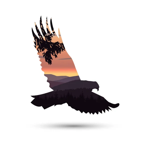 Silhouette of  eagle — Stock Vector