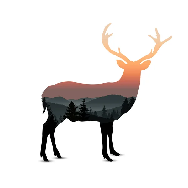 Silhouette di cervo — Vettoriale Stock