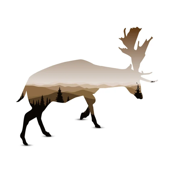 Silueta jelena — Stockový vektor