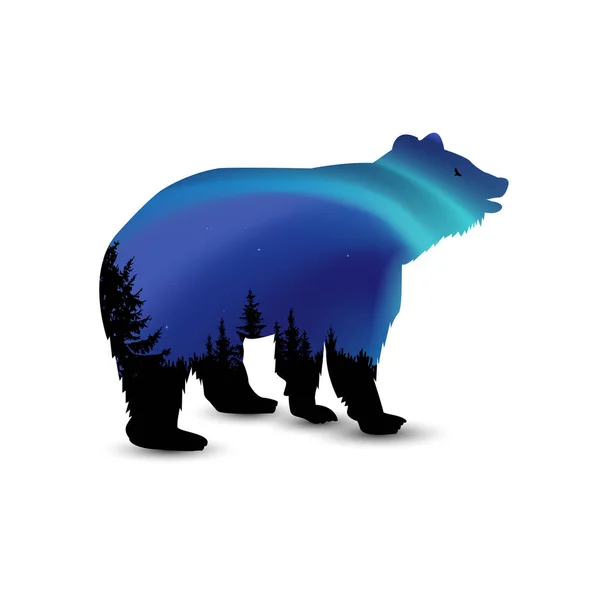 Silueta de oso — Vector de stock