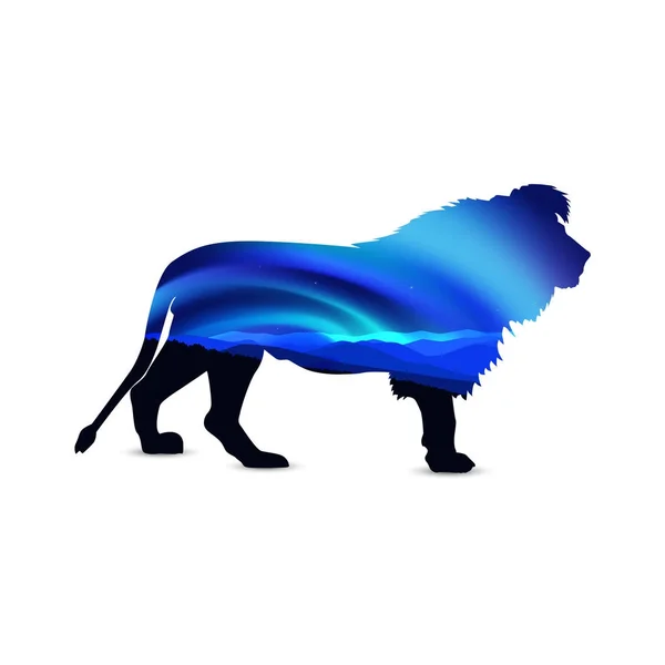 Silhouette of lion — Stock Vector